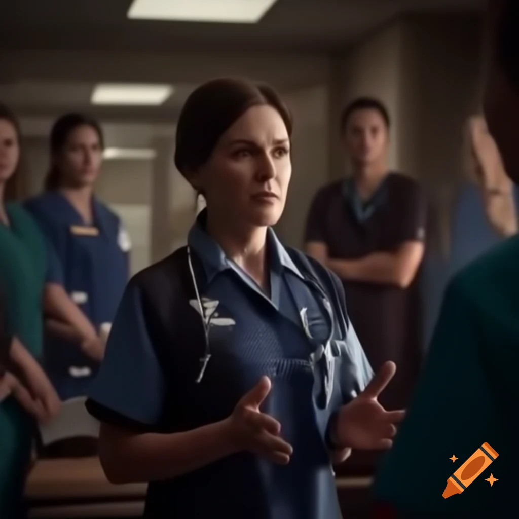 Hospital staff member interacting with an aggressive patient, demonstrating professionalism