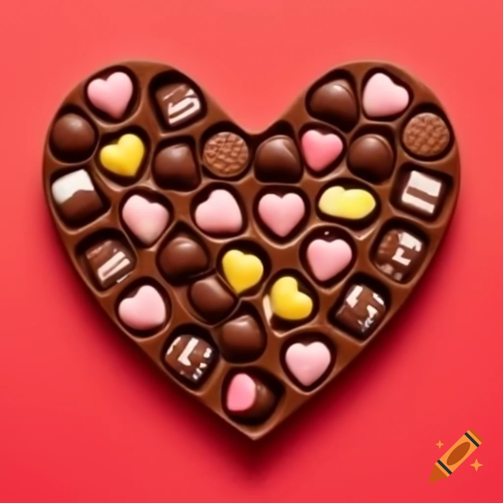Large chocolate heart for Valentine's Day with quote inside