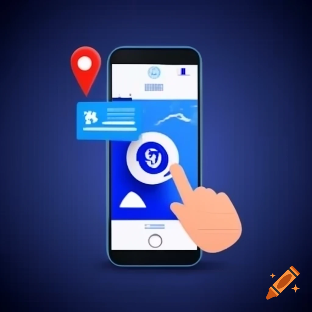 Modern smartphone showing delivery app with map icon and location pin