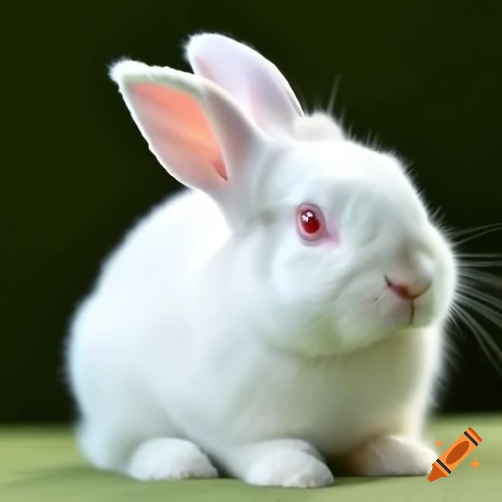 Albino rabbit with distinctive white fur on Craiyon