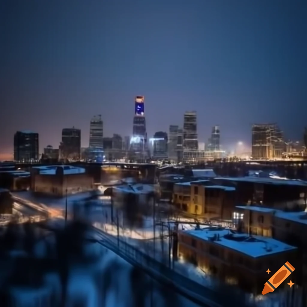 Bustling cityscape during winter season