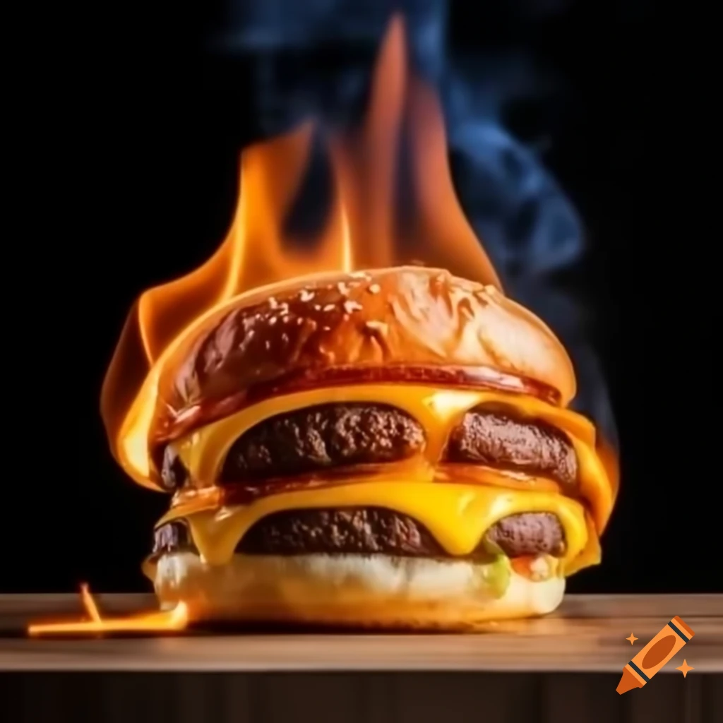 Burnt hamburger on a grill