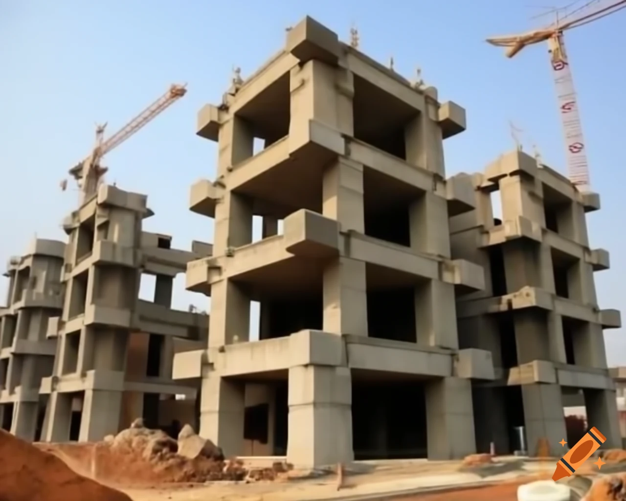 Concrete blocks used for building construction in India