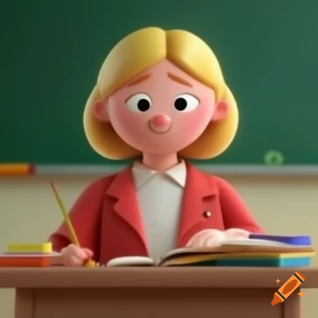 Blond teacher in classroom setting