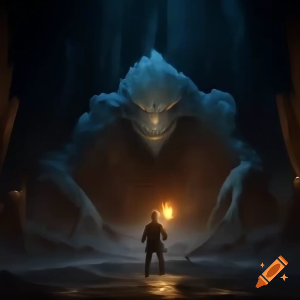 Fantasy movie concept featuring mysterious underground world and magical creature