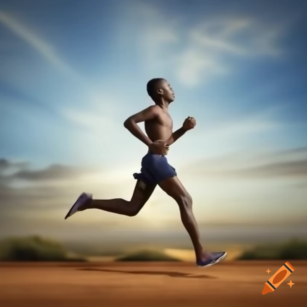 Young African male running toward his dreams