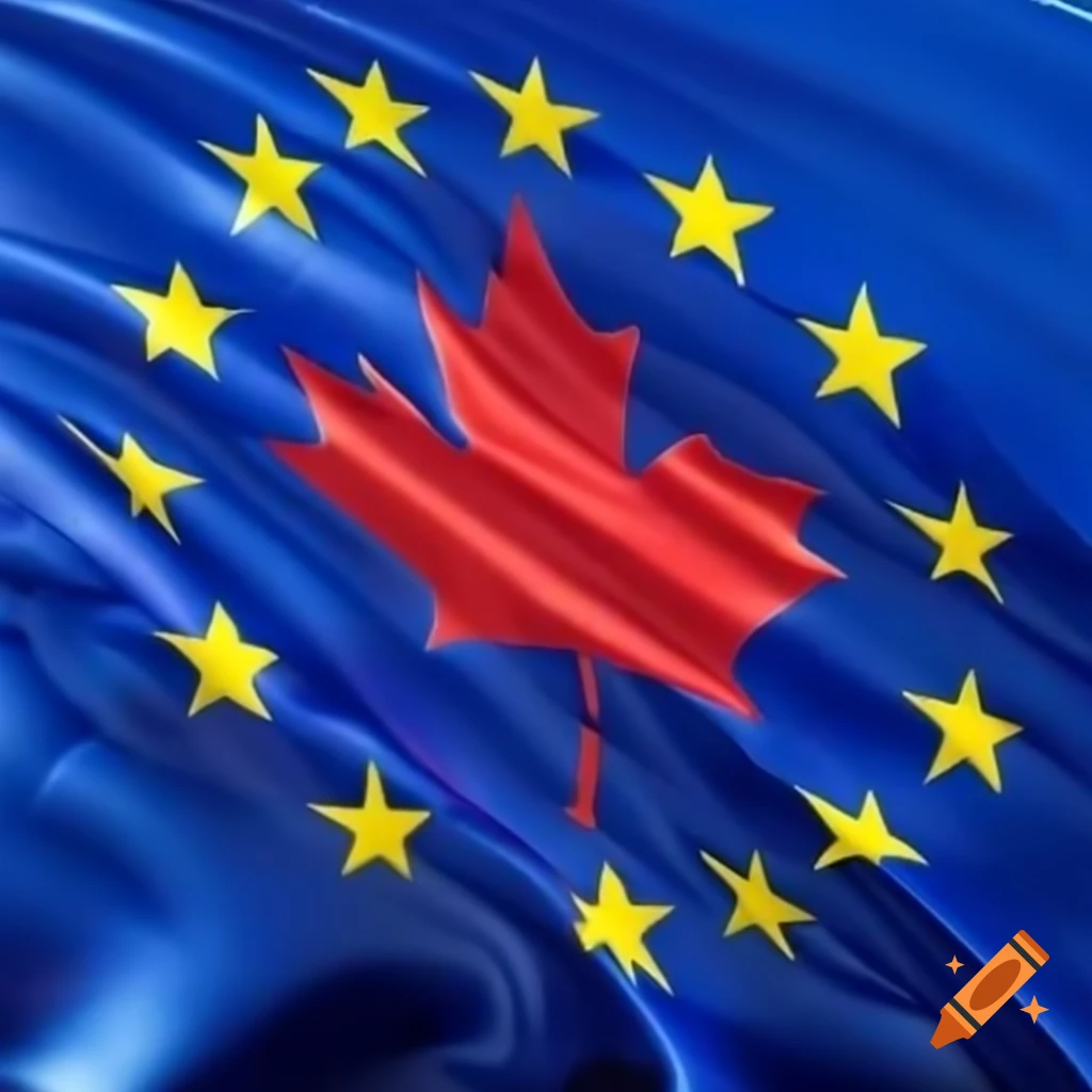 European Union and Canada flags together