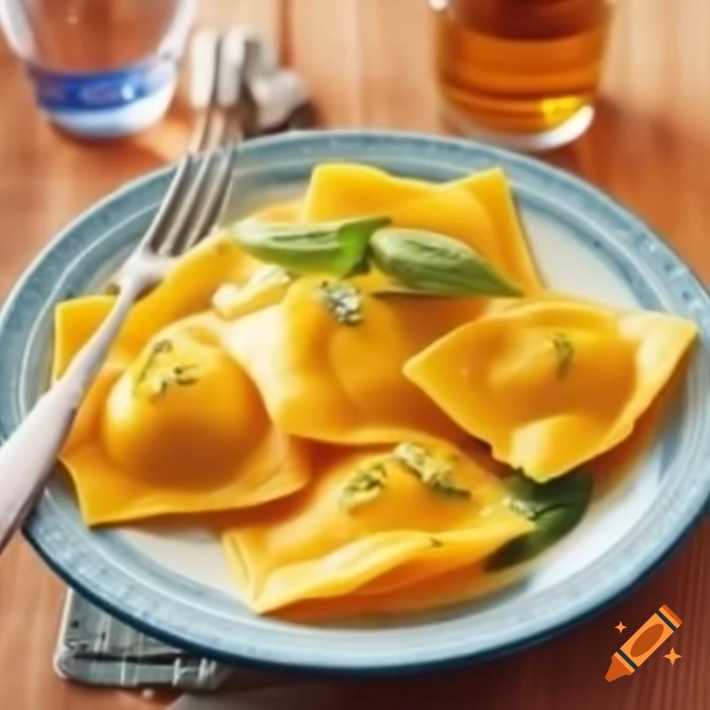 Delicious mango ravioli dish