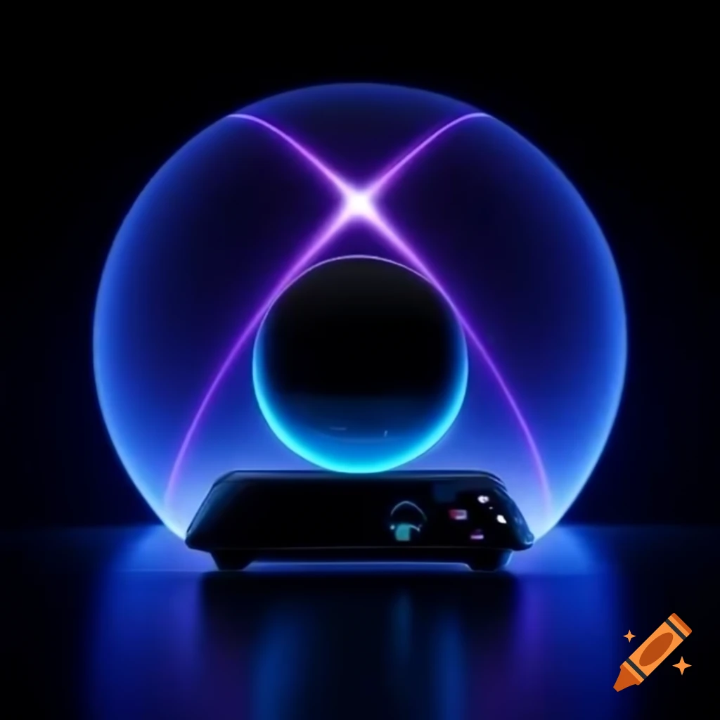 Next generation Xbox console X2 design featuring an X emerging from a sphere