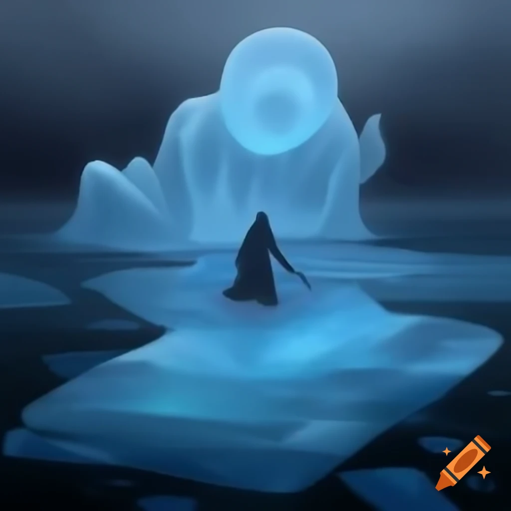 Mysterious entity frozen in ice with slimy fur and unusual shape on Craiyon