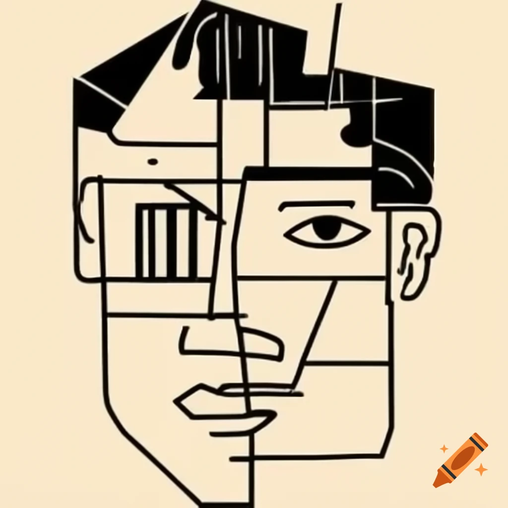 Geometric male face in Bauhaus art style