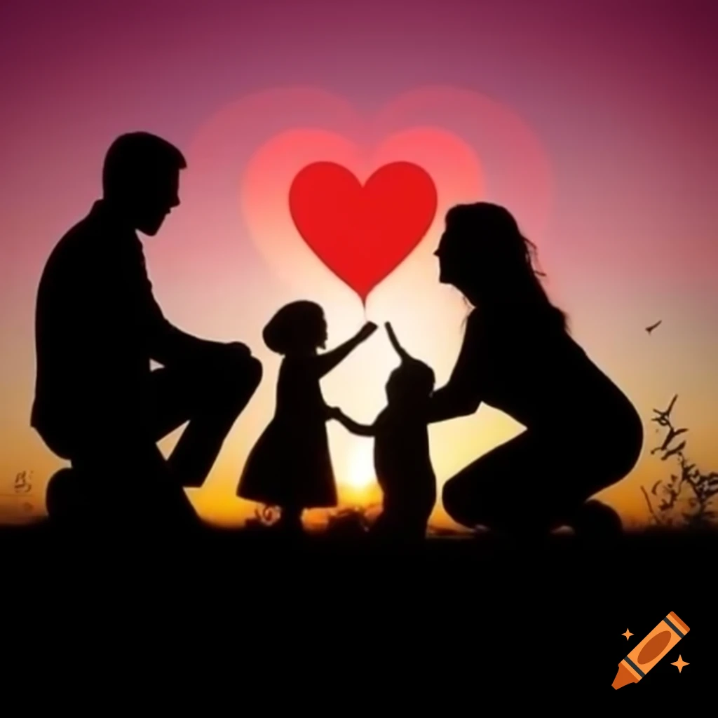 Family silhouette representing love journey on Valentine's Day