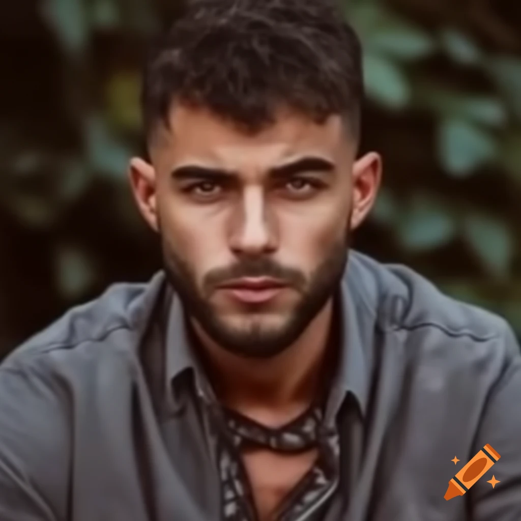 Detailed description of a man s facial features emphasizing square jaw