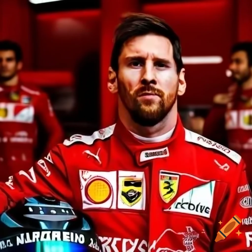 Lionel messi as ferrari formula 1 driver on craiyon