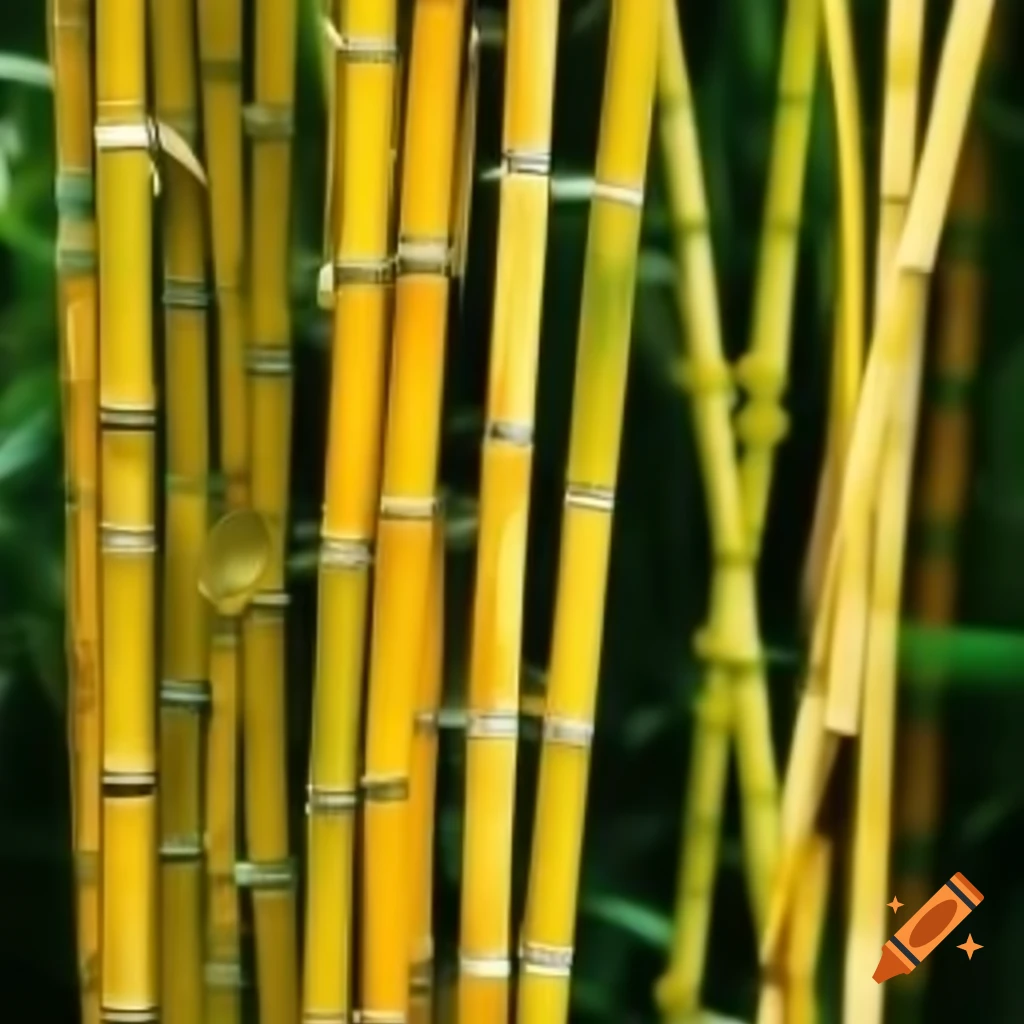Golden bamboo cane in natural setting