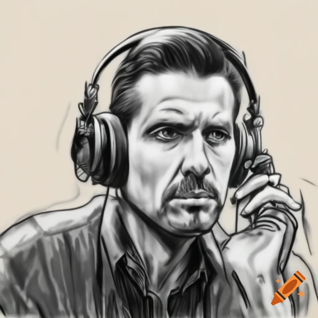 Sketch of a white male journalist