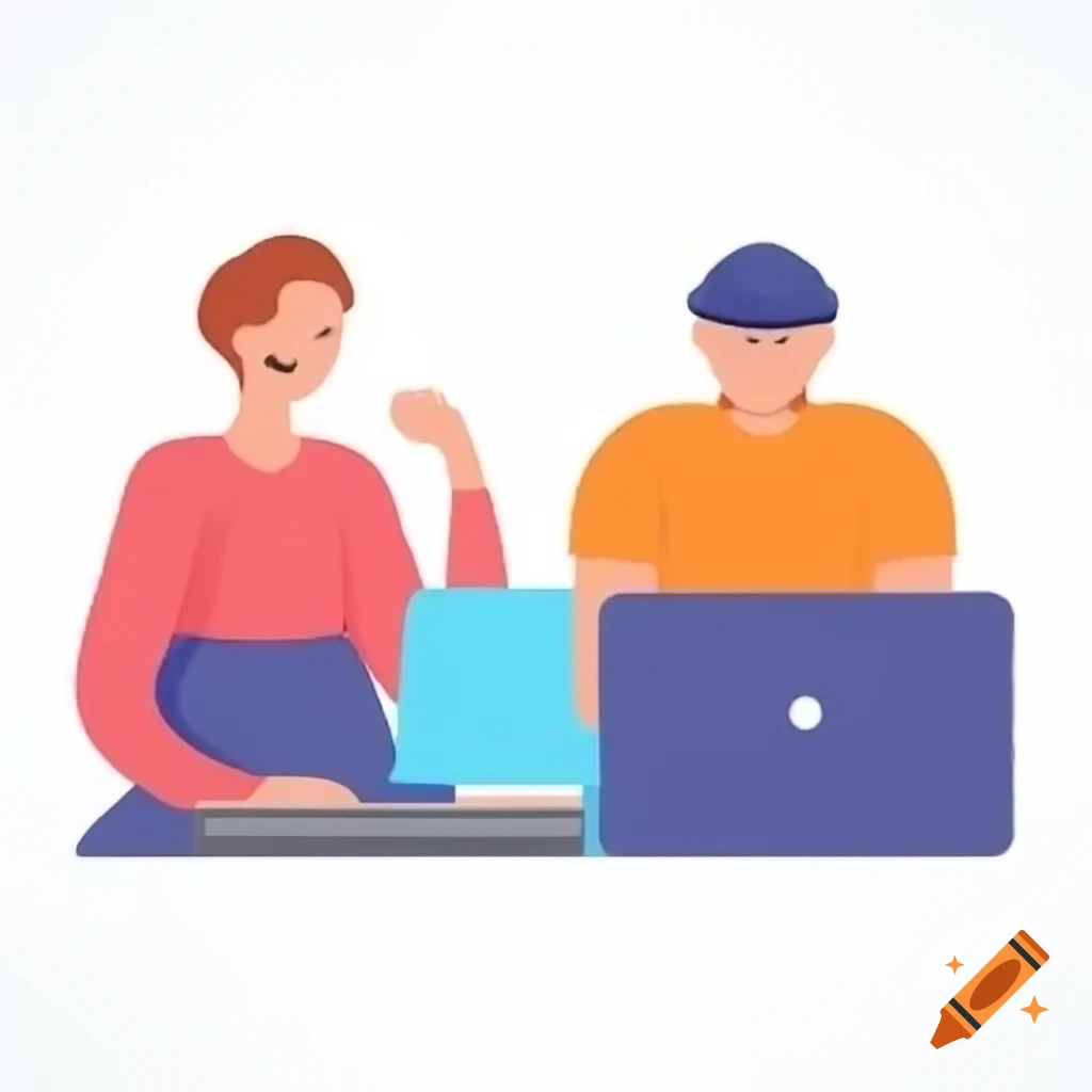Two relaxed individuals collaborating on a project