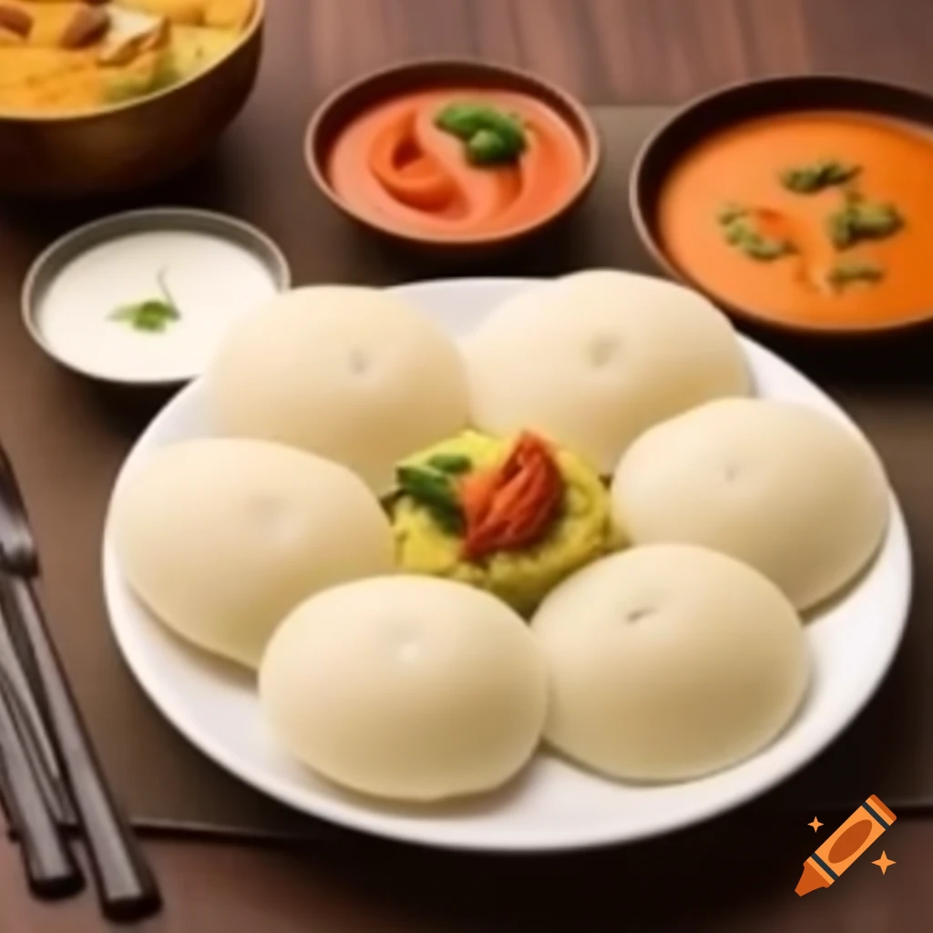Idli, a South Indian steamed rice cake