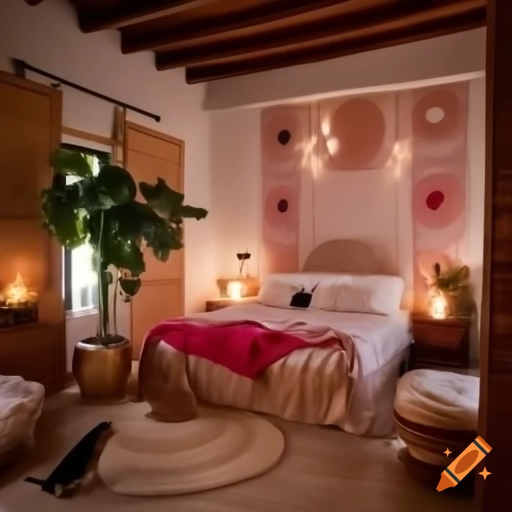 Boho chic bedroom design with fairy lights and cozy reading nook