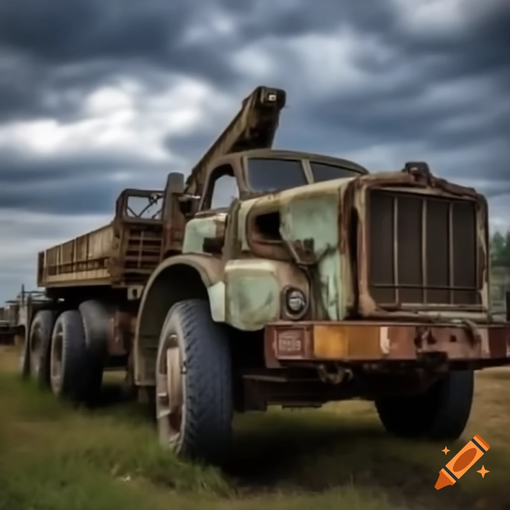 Abandoned Russian heavy equipment transporter