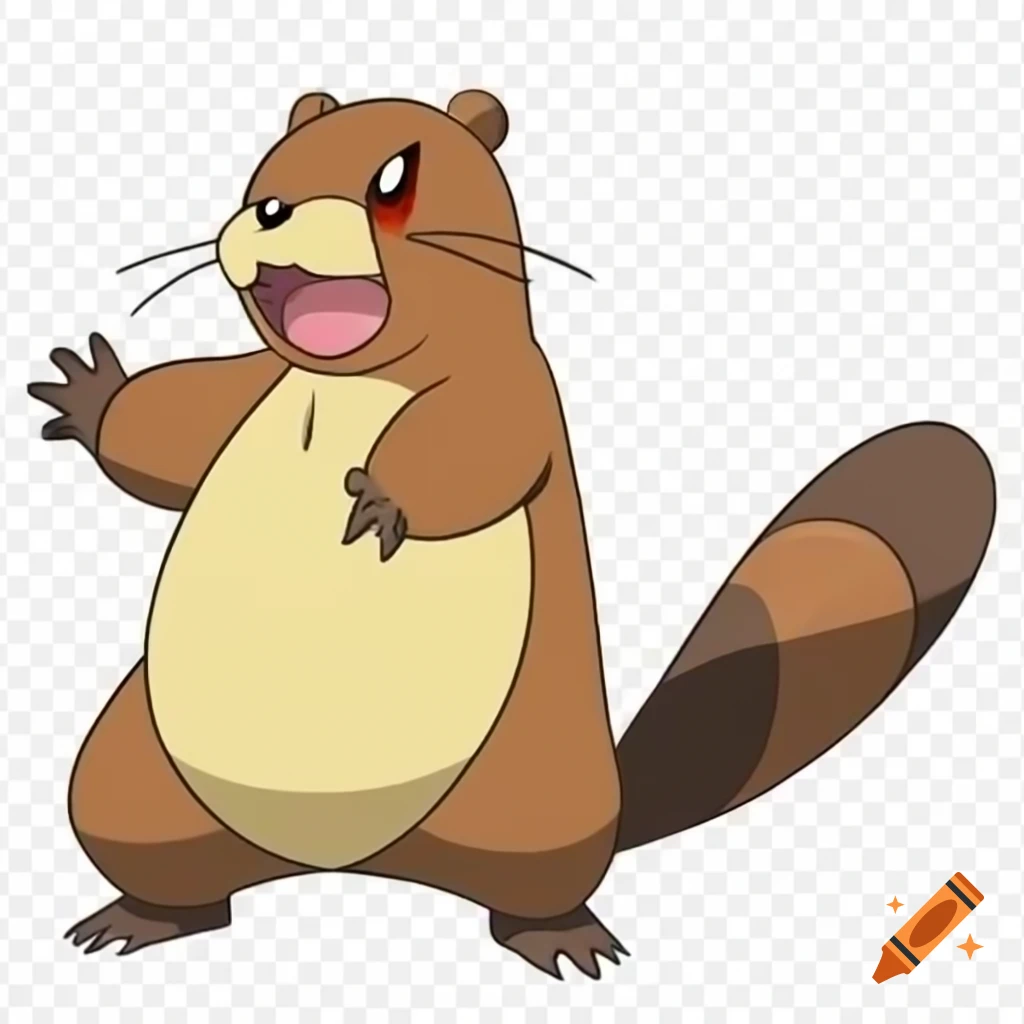 Charming large fat beaver Pokémon with gleaming buck teeth