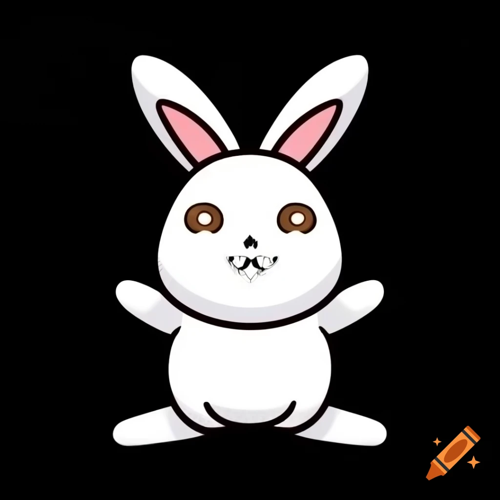 Minimalist cute anthropomorphic extra small mischievous bunny