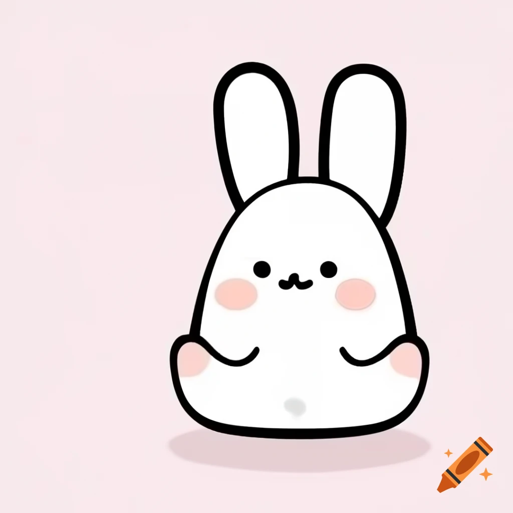 Minimalist cute anthropomorphic extra small mischievous bunny