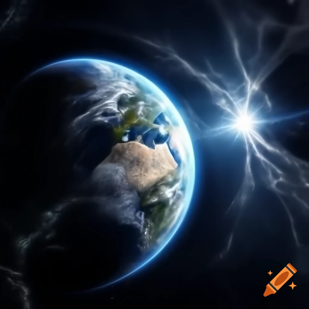 Realistic view of Earth exploding from space
