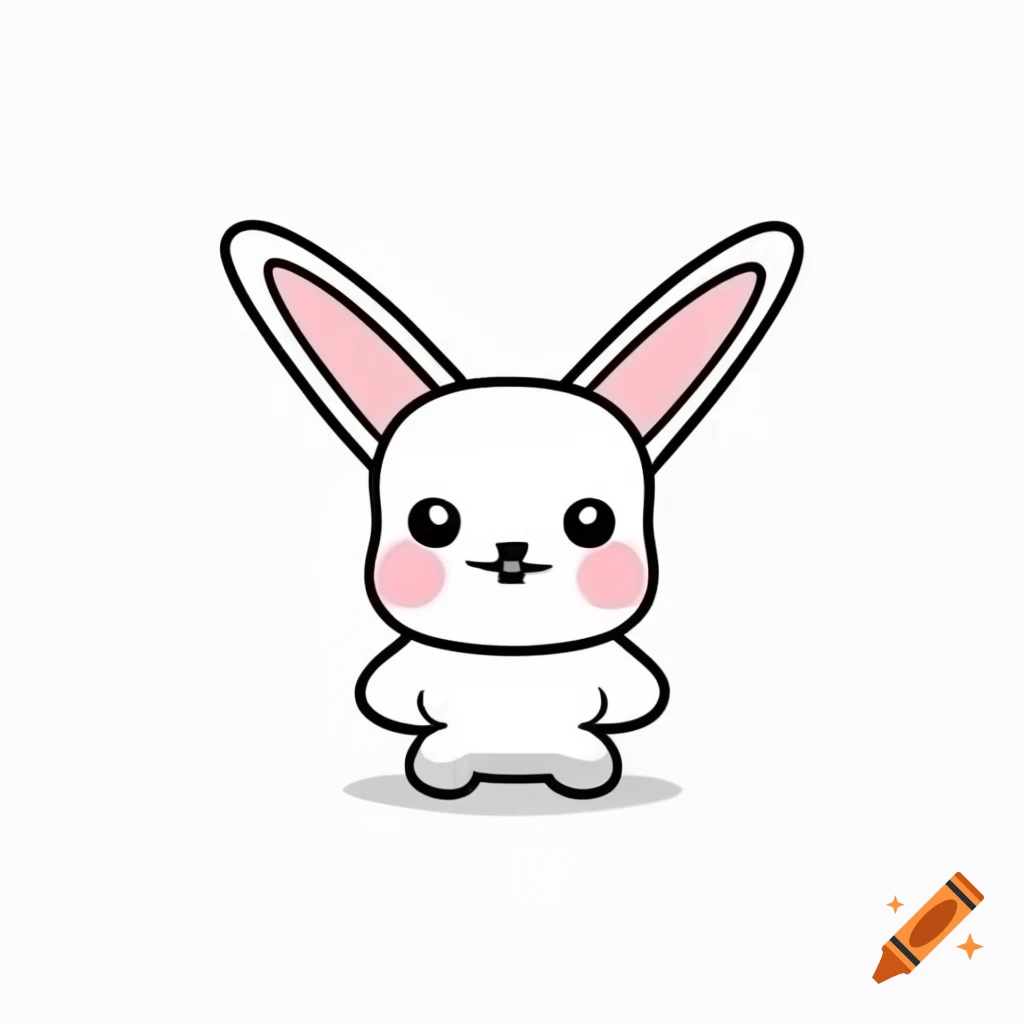 Minimalist cute anthropomorphic extra small mischievous bunny