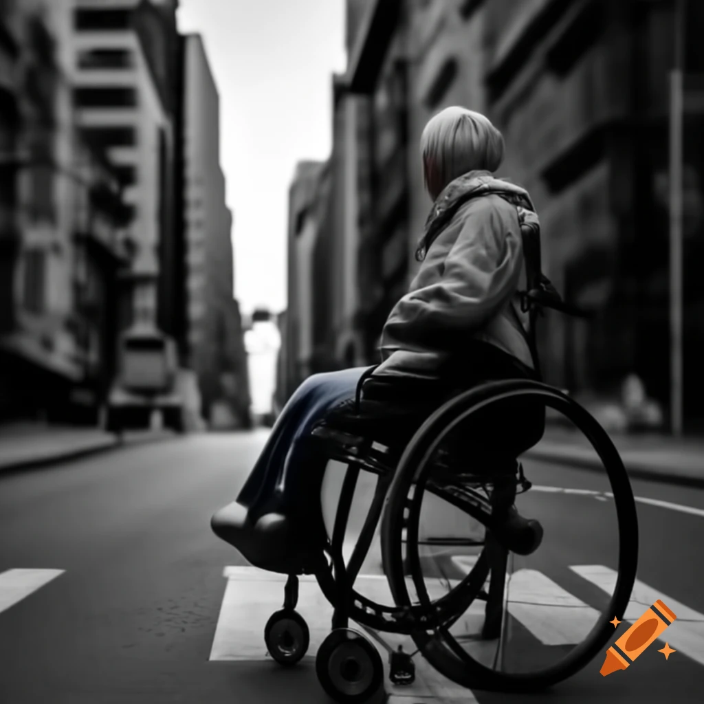 Person in wheelchair facing mobility barriers on the streets