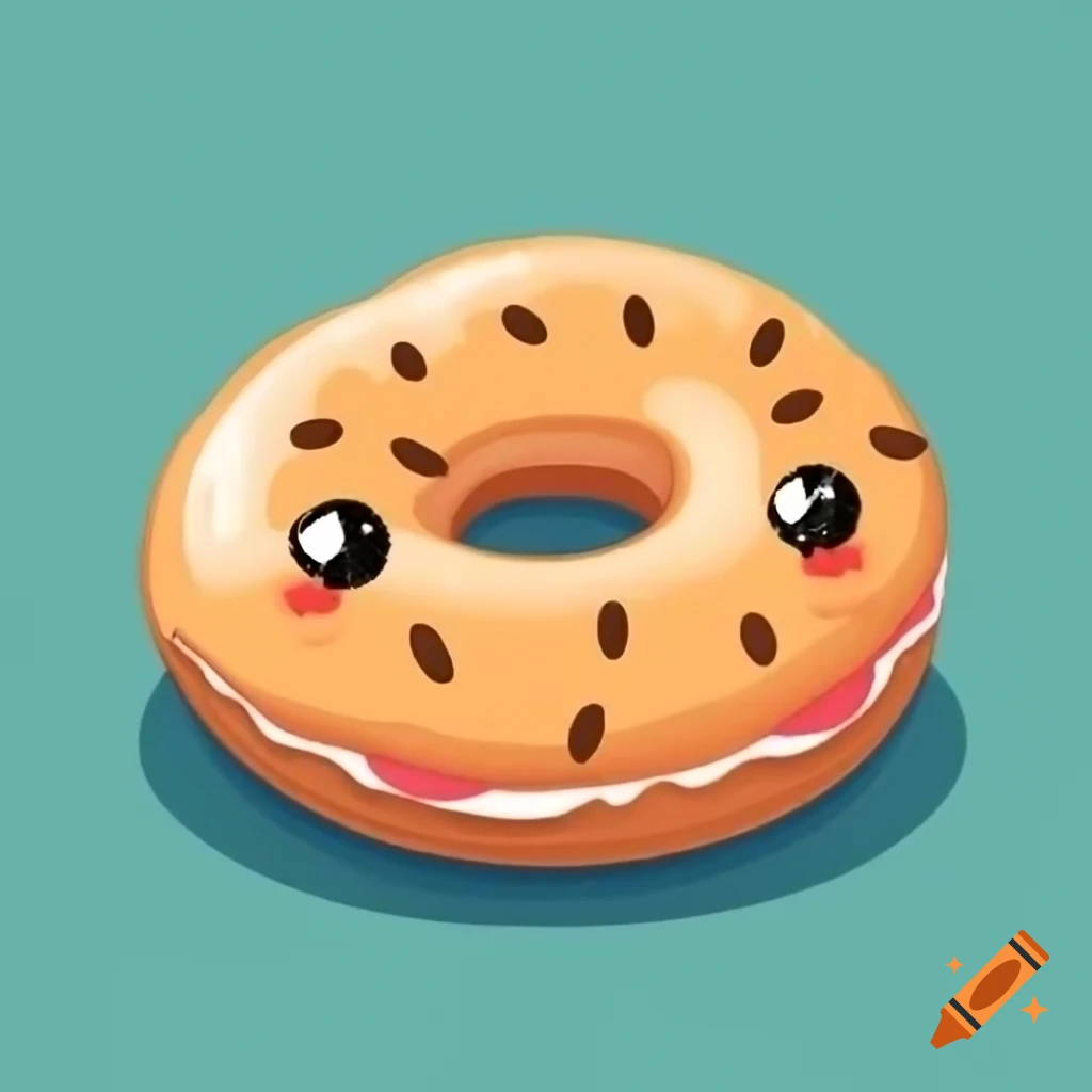 Happy bagel with smiling face
