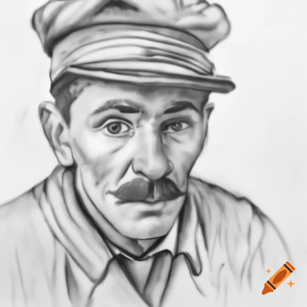 Pencil sketch of a postman in Marc Chagall style