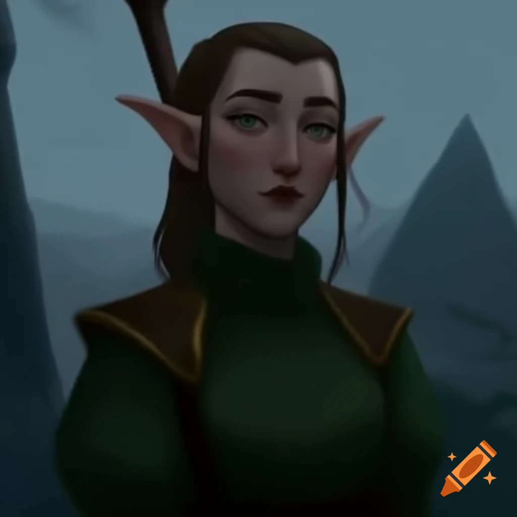Elf cleric with mysterious expression gazing into the distance on Craiyon