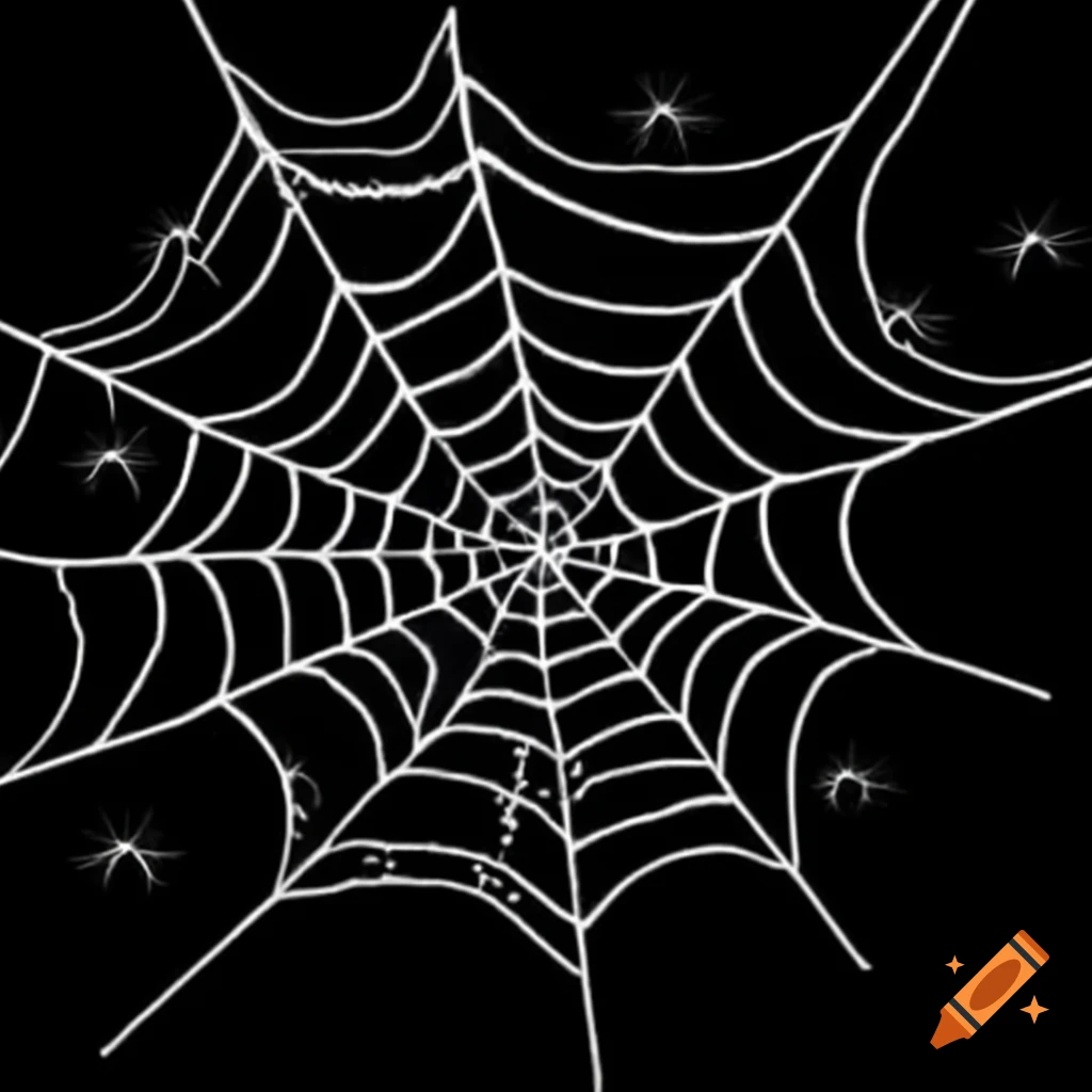 Spider webs in the corners of a black background with multiple spiders