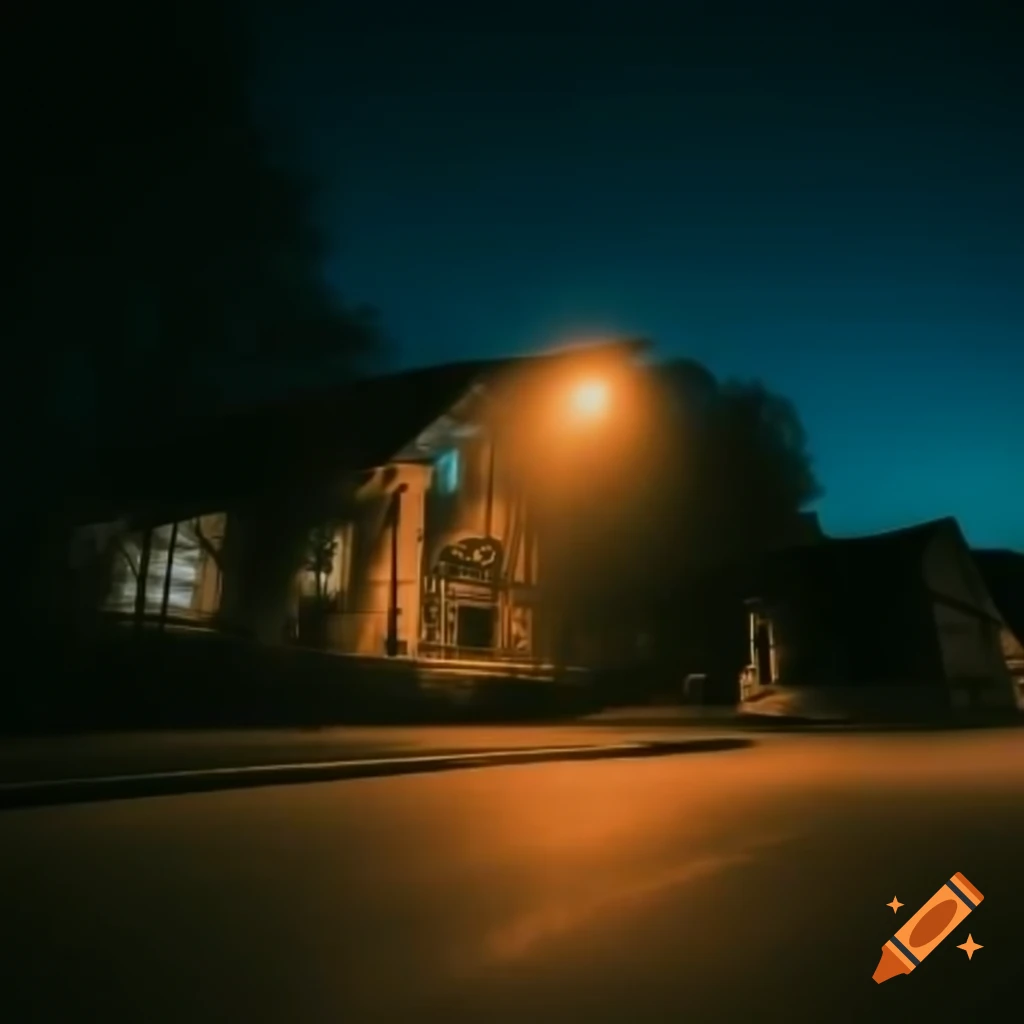 a small house with a light shining on it in the dark. AI-Generated 33459609  Stock Photo at Vecteezy, image size:1024x1024
