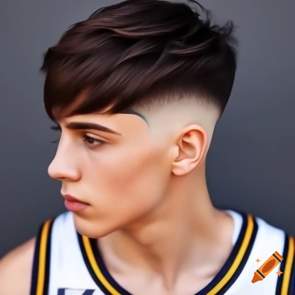 Young person in basketball jersey and fade haircut on Craiyon