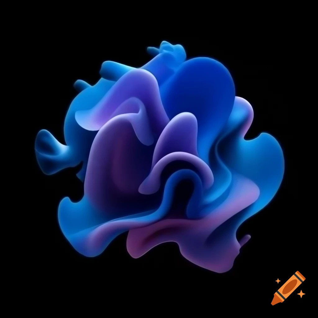 Abstract artwork of vibrant blue and purple waves on black background