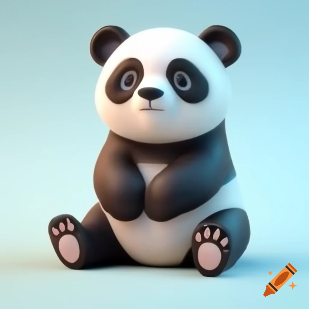 3D panda bear sitting