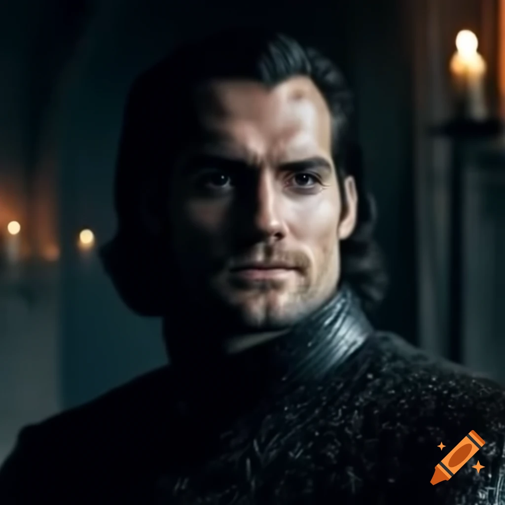 Henry Cavill as Rob Stark with direwolf from Game of Thrones