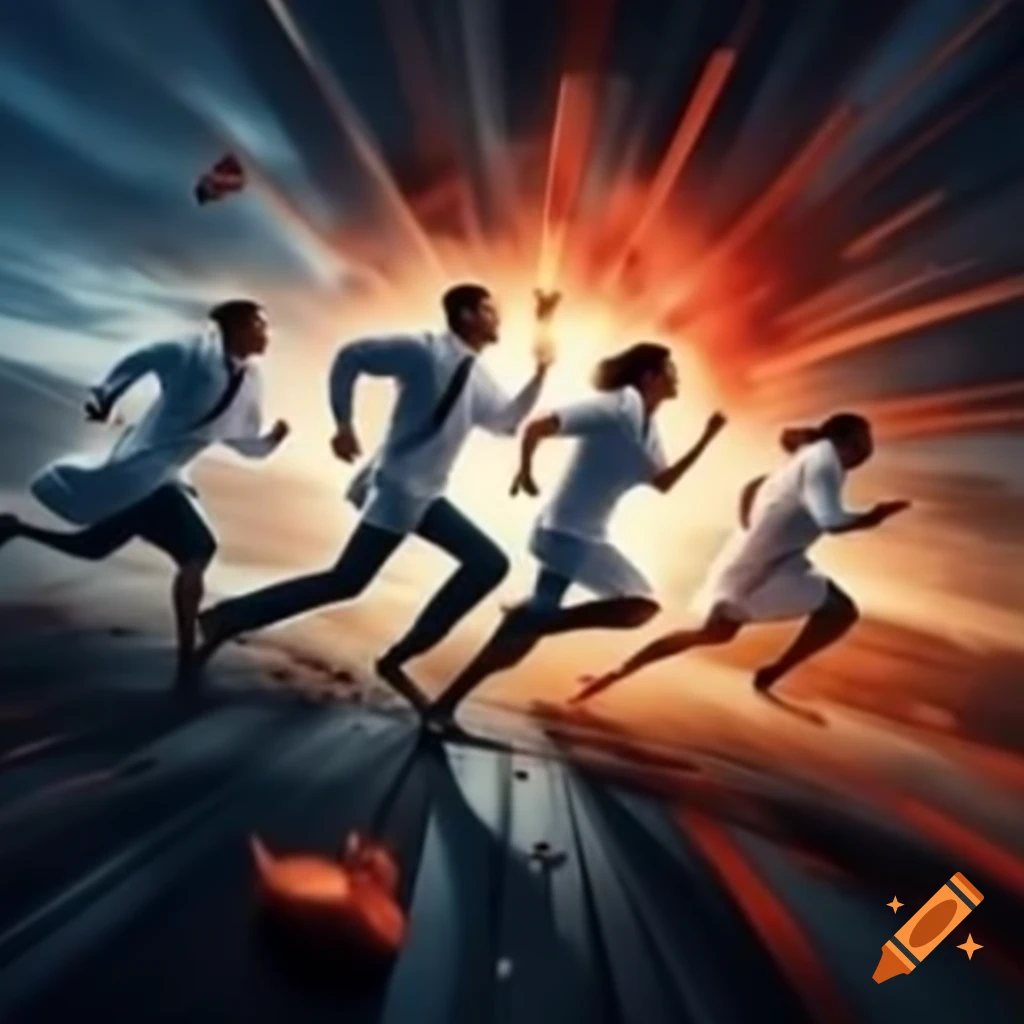 Doctors running in emergency with explosion in background
