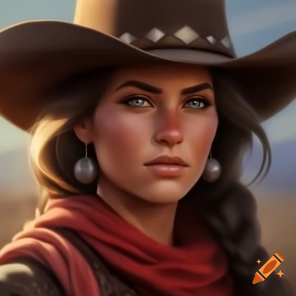 Realistic drawing of a wealthy western woman looking at the camera