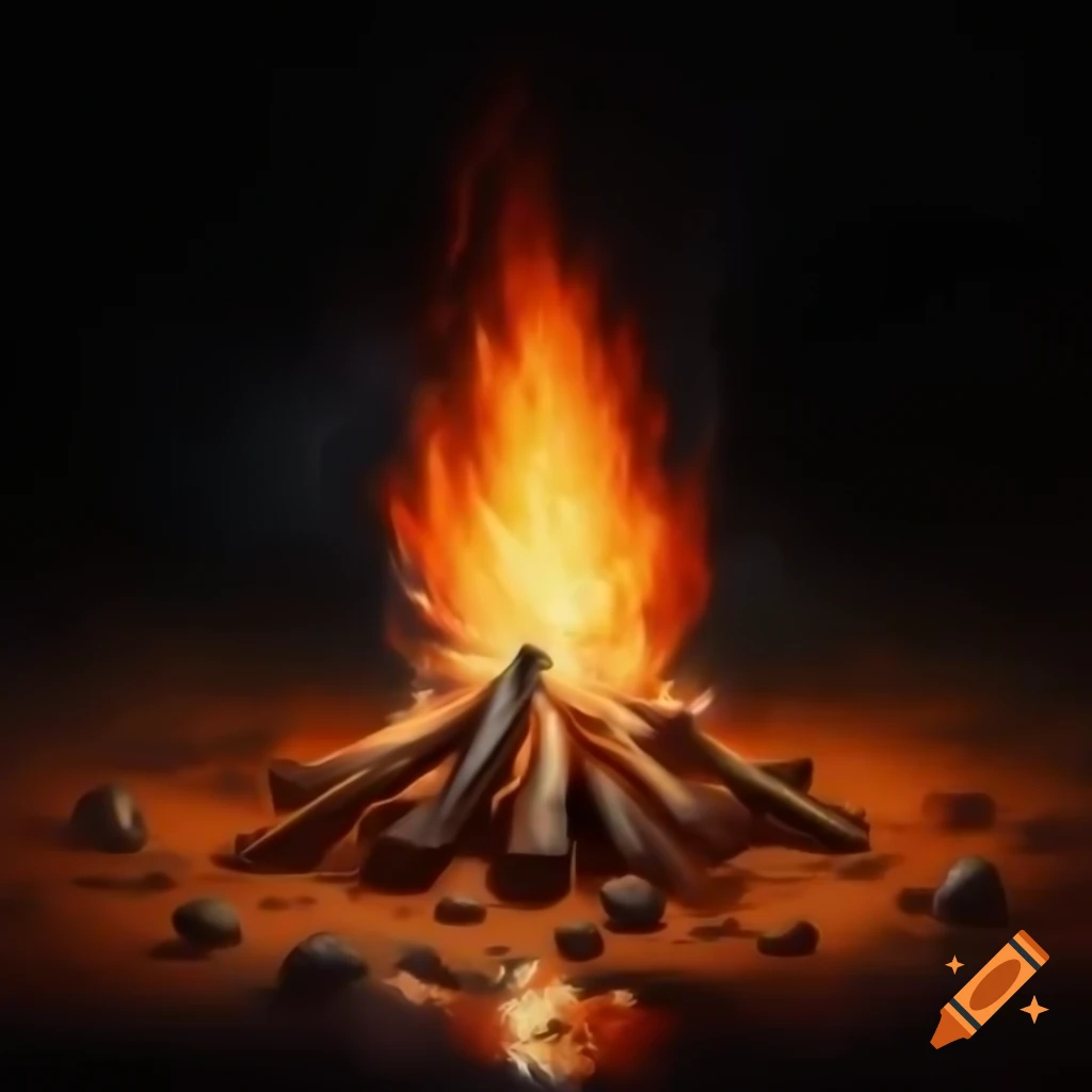 Small fire illuminating darkness