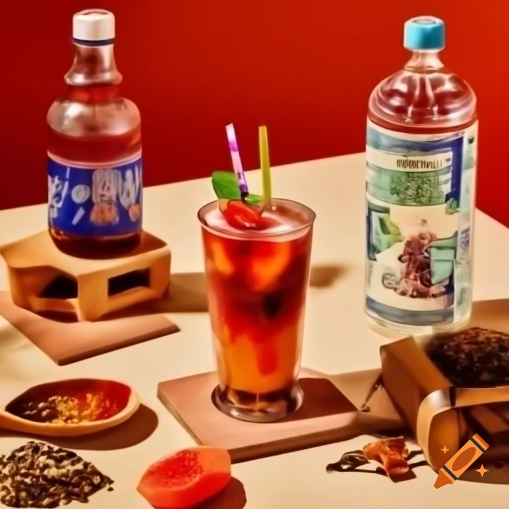 Creative fusion of hibiscus iced tea with pickled mustard greens