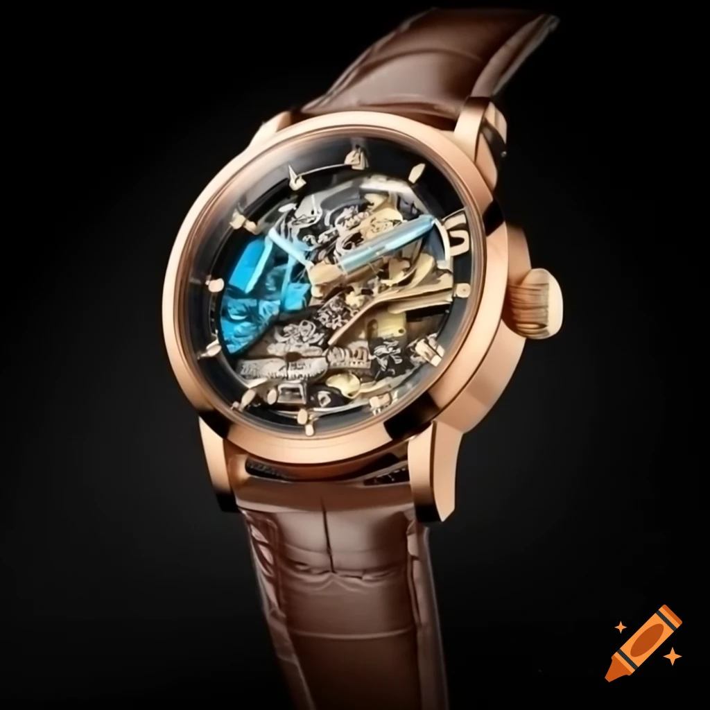 Hubert Billingsworth opal-faced skeleton automatic wristwatch in 18k gold and platinum