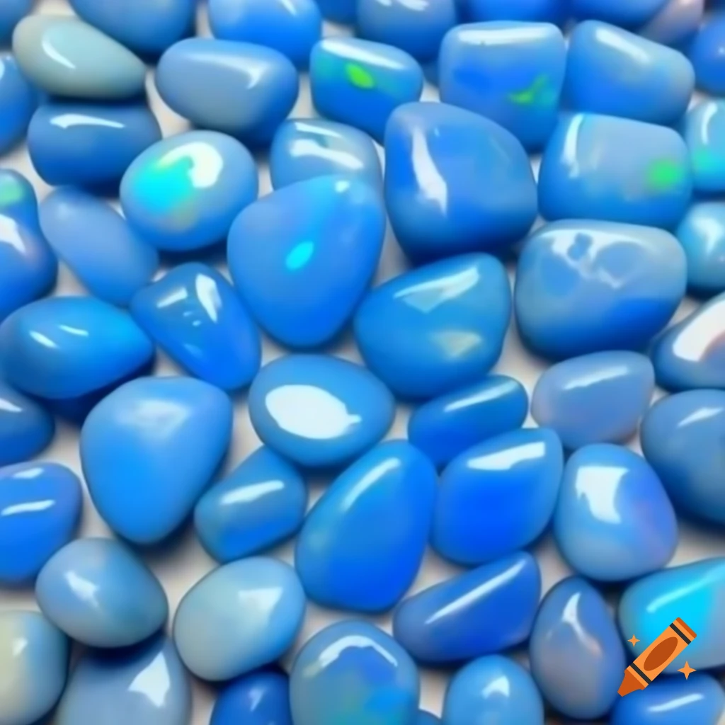 Hoard of blue opal stones in dark fantasy style