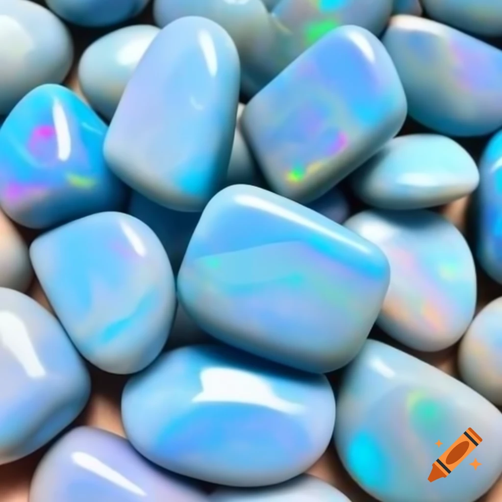 Hoard of beautiful blue opal stones in fantasy style