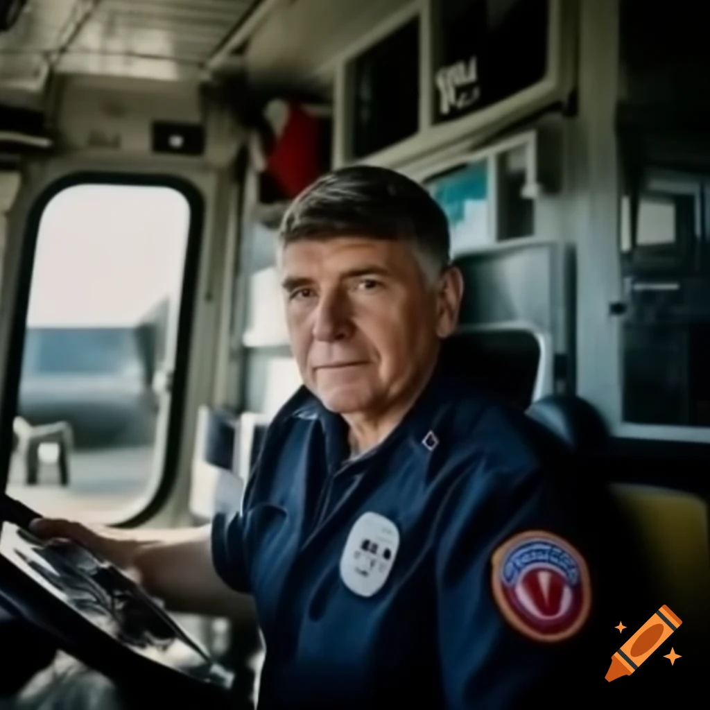 Middle-aged man wearing ambulance uniform