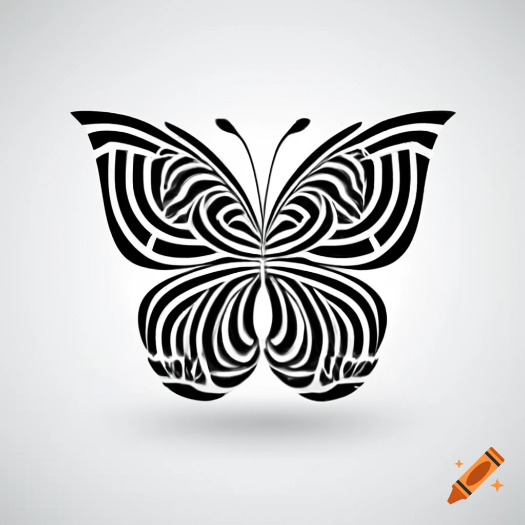 Black and white optical illusion butterfly design