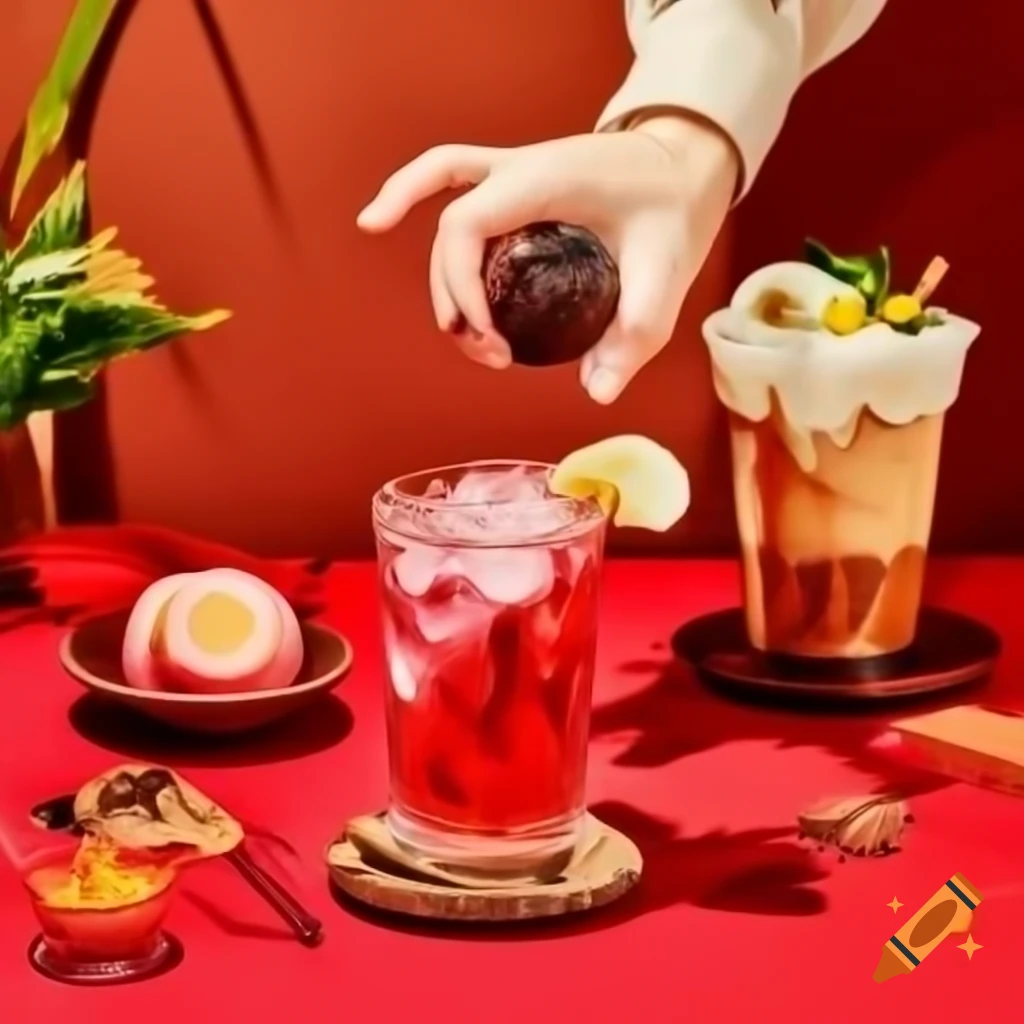 Creative fusion of hibiscus iced tea with pickled mustard greens