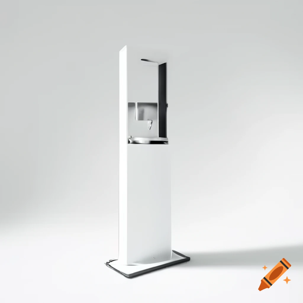 Vertical white metal machine with open top